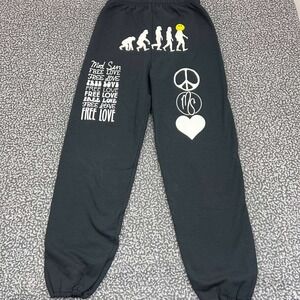 Vintage Free Love Jogger Pants Men‎ Large Black Evolution Gildan Outdoor 29x32